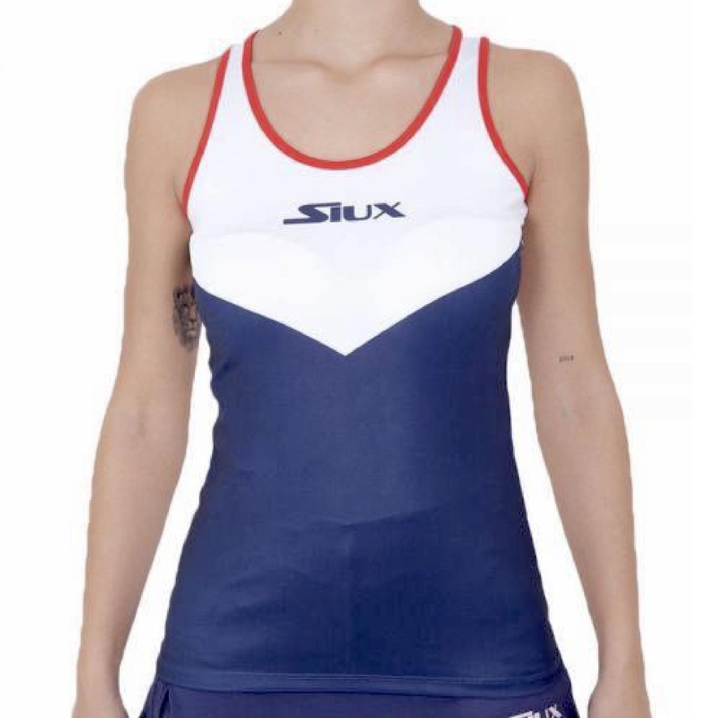 Top Siux Luxury Mujer Peak Neck White/Navy