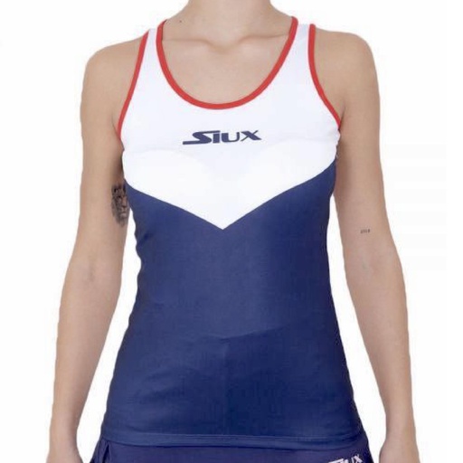 [53202] Top Siux Luxury Mujer Peak Neck White/Navy